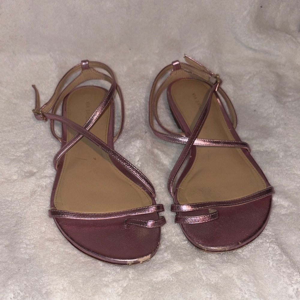 Metallic Pink Strappy Sandals